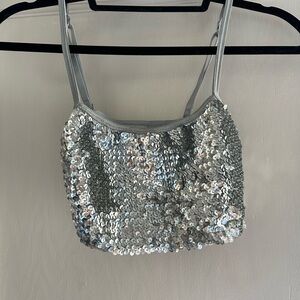 silver sparkle crop